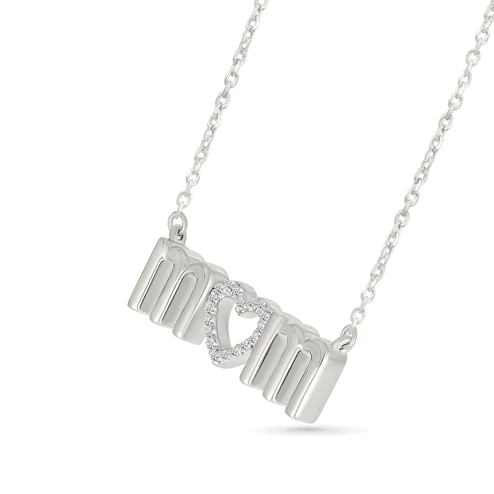 .05ctw Diamond "mom" Necklace