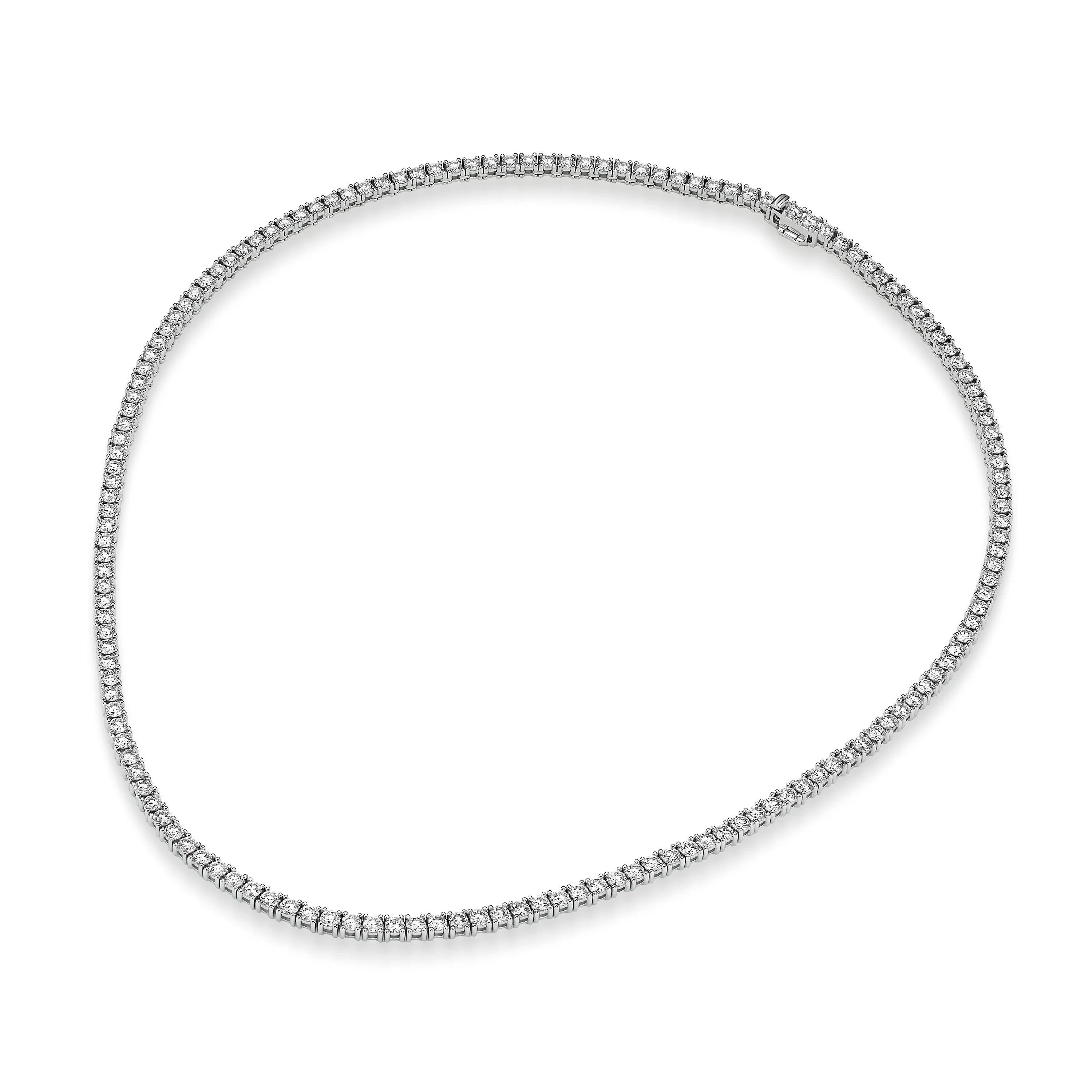 10.00 ct Round Brilliant Cut Lab Grown Diamond Tennis Necklace in 14k White Gold