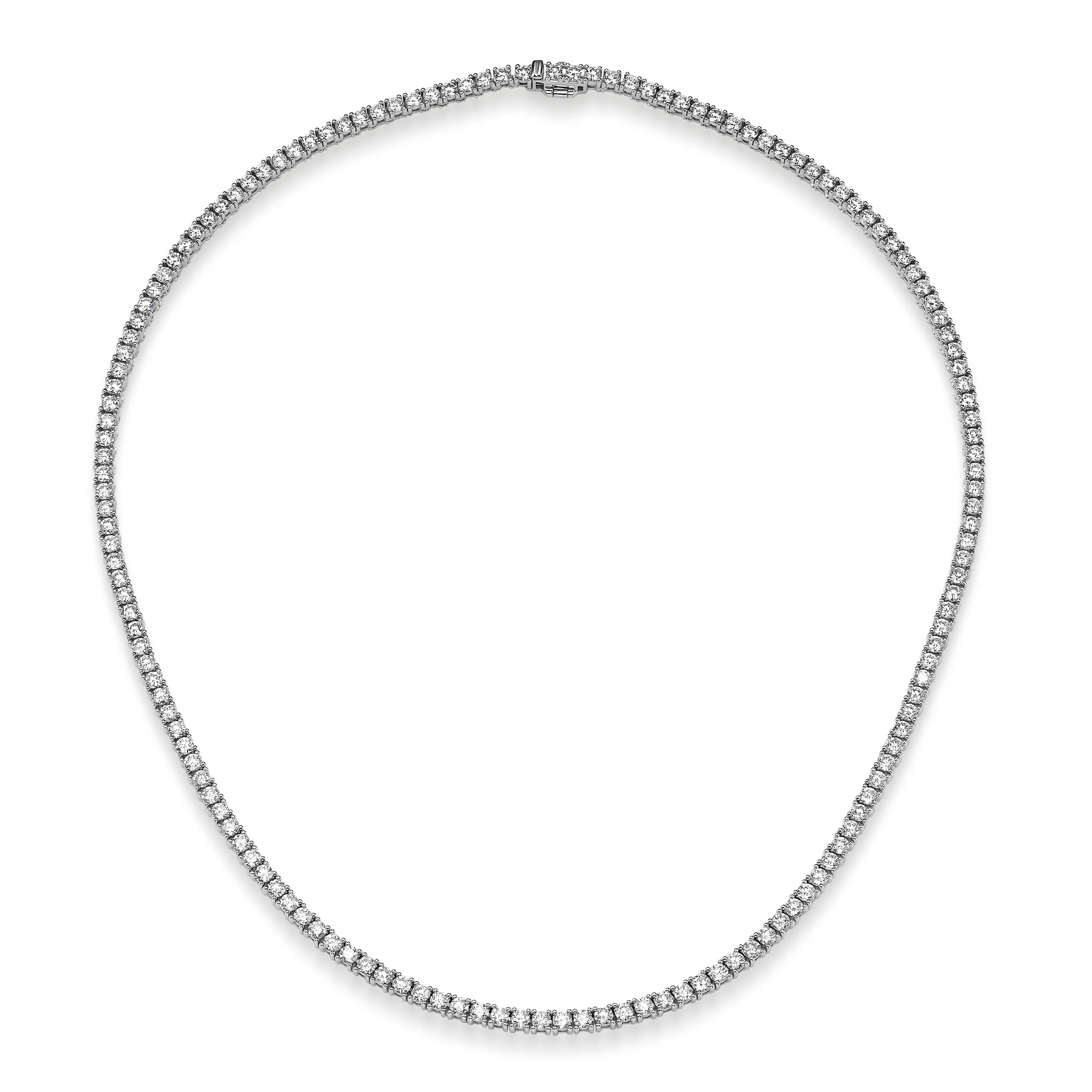 10.00 ct Round Brilliant Cut Lab Grown Diamond Tennis Necklace in 14k White Gold