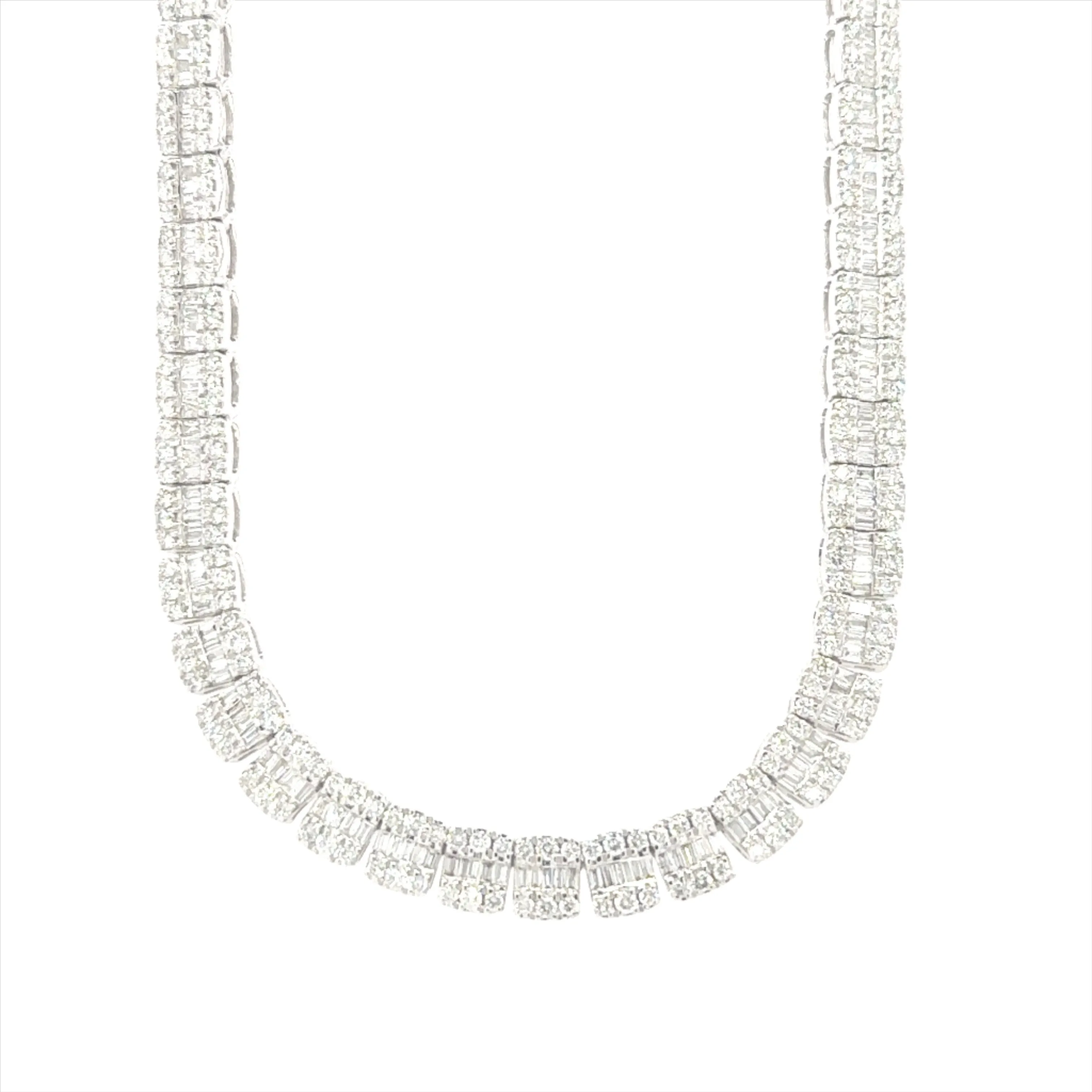 10K White Gold 10.82ct Diamond Tennis Necklace (22-inch)