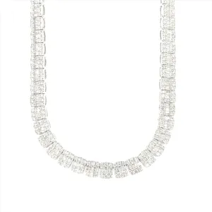 10K White Gold 10.82ct Diamond Tennis Necklace (22-inch)