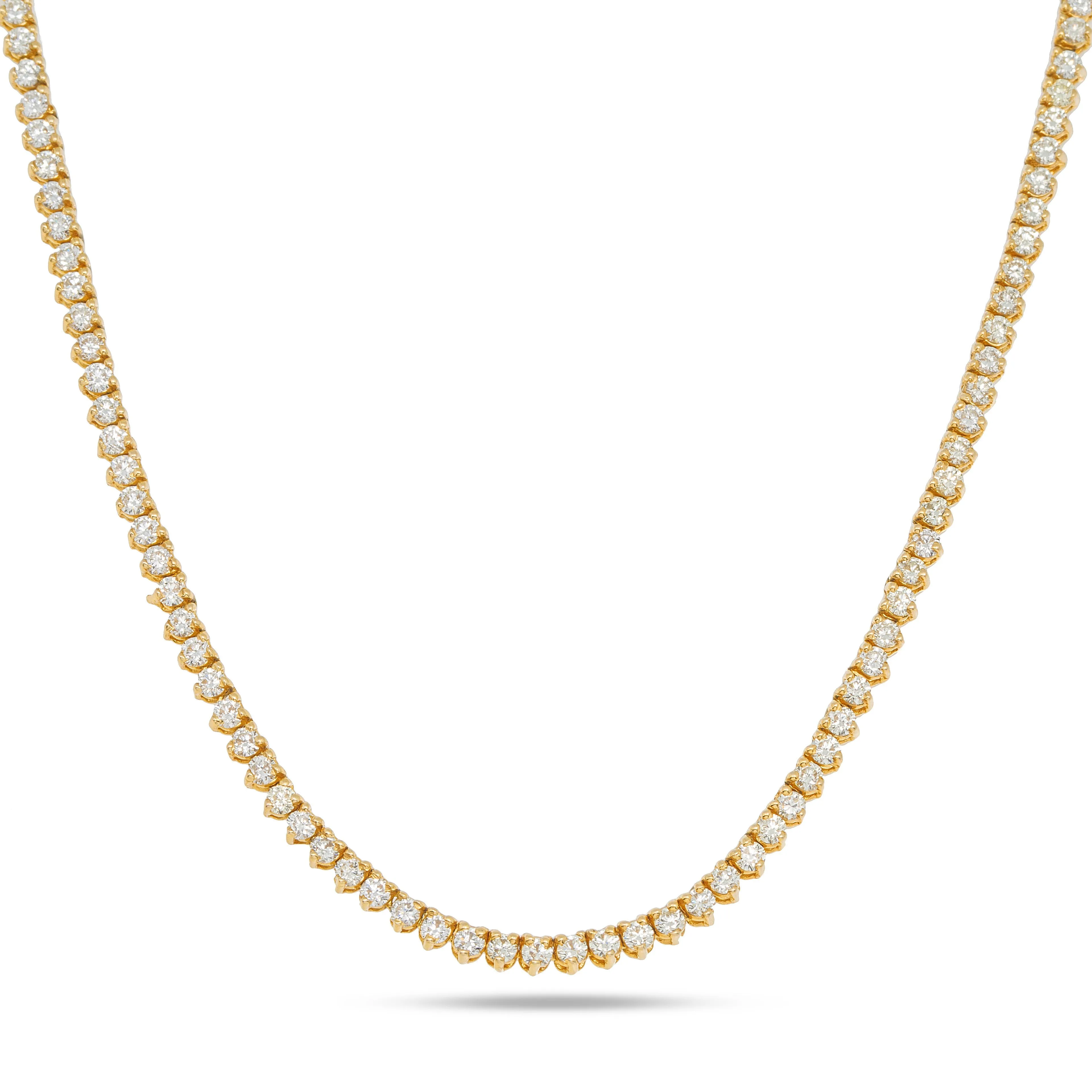 14k 3 Prong Tennis Necklace 9.5ctw