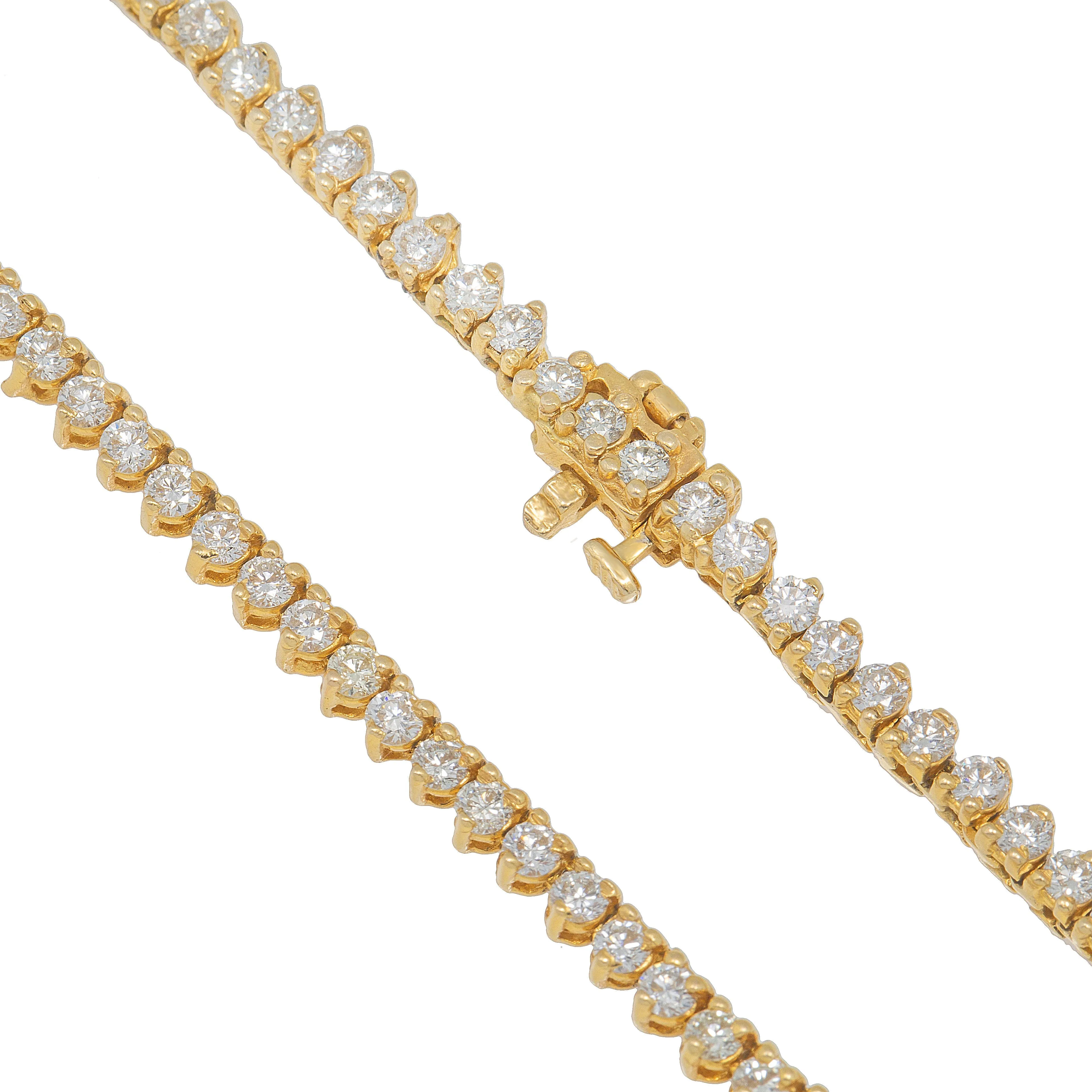 14k 3 Prong Tennis Necklace 9.5ctw