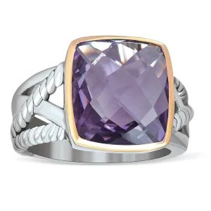 14k and Amethyst Ring in 925 sterling silver (RC649AAMD)