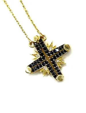 14K Gold Diamond Star Of Bethlehem Opening Magnetic Necklace