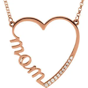 14K Rose 1/10 CTW Diamond Mom 16" Necklace