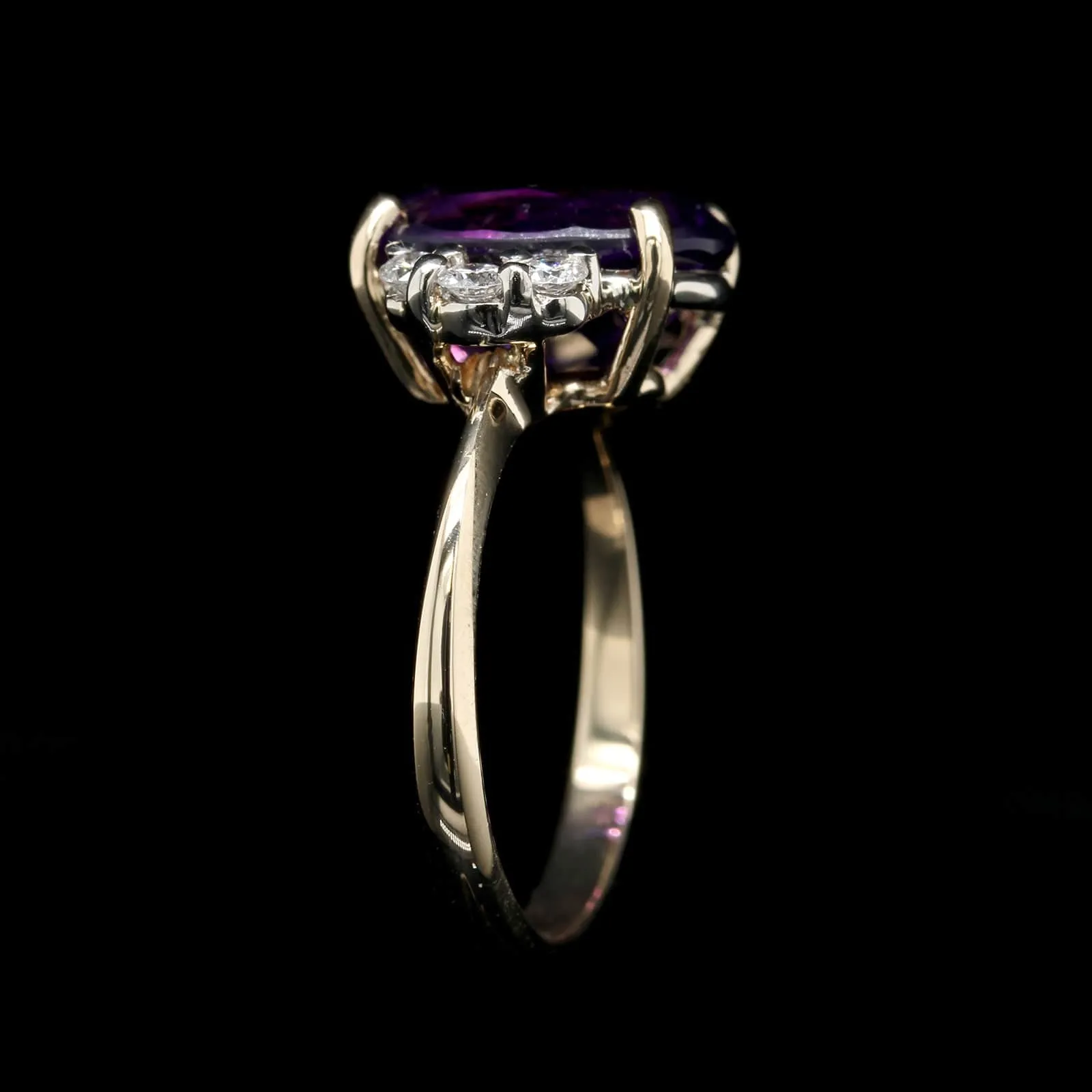 14K Two-tone Gold Estate Amethyst and Diamond Ring