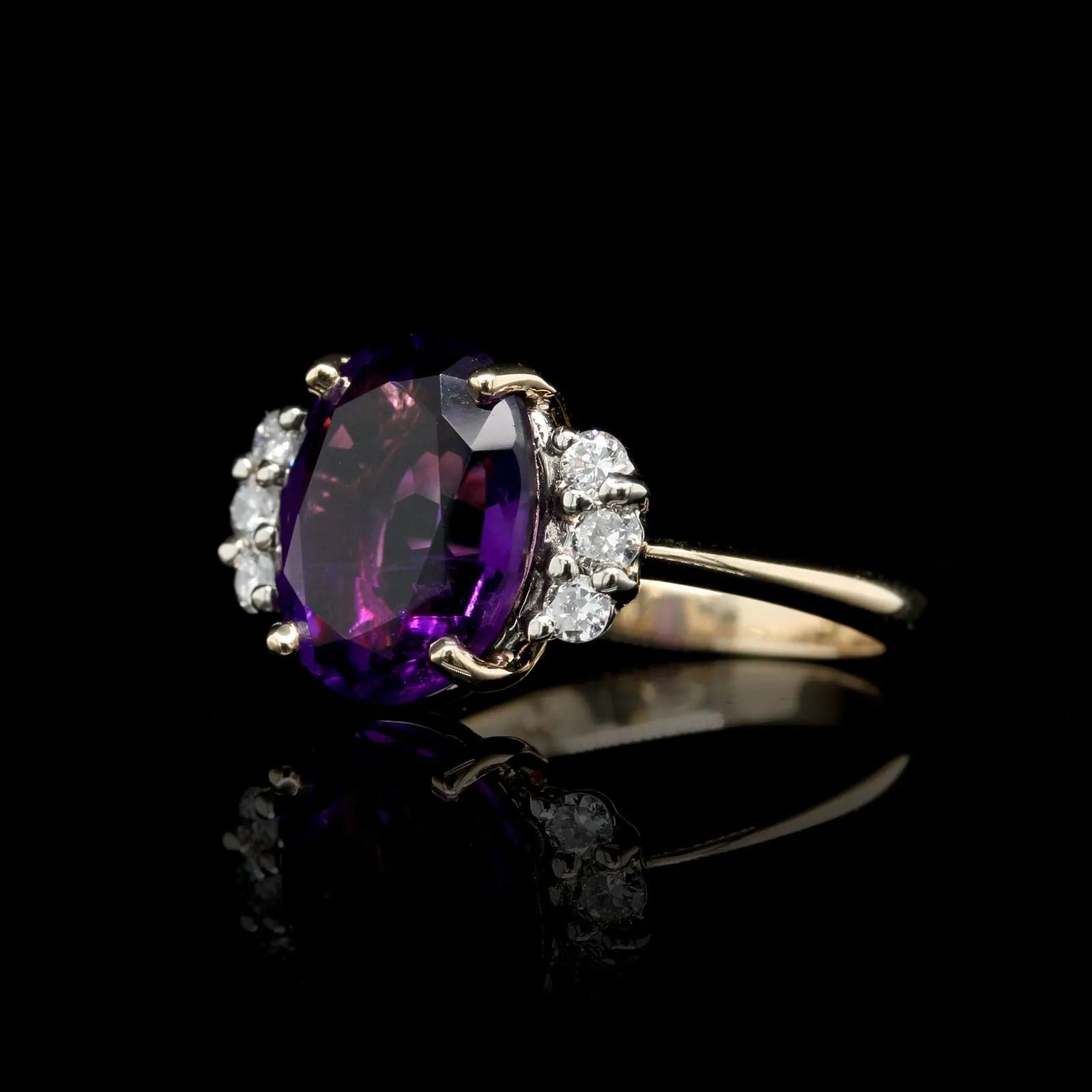 14K Two-tone Gold Estate Amethyst and Diamond Ring