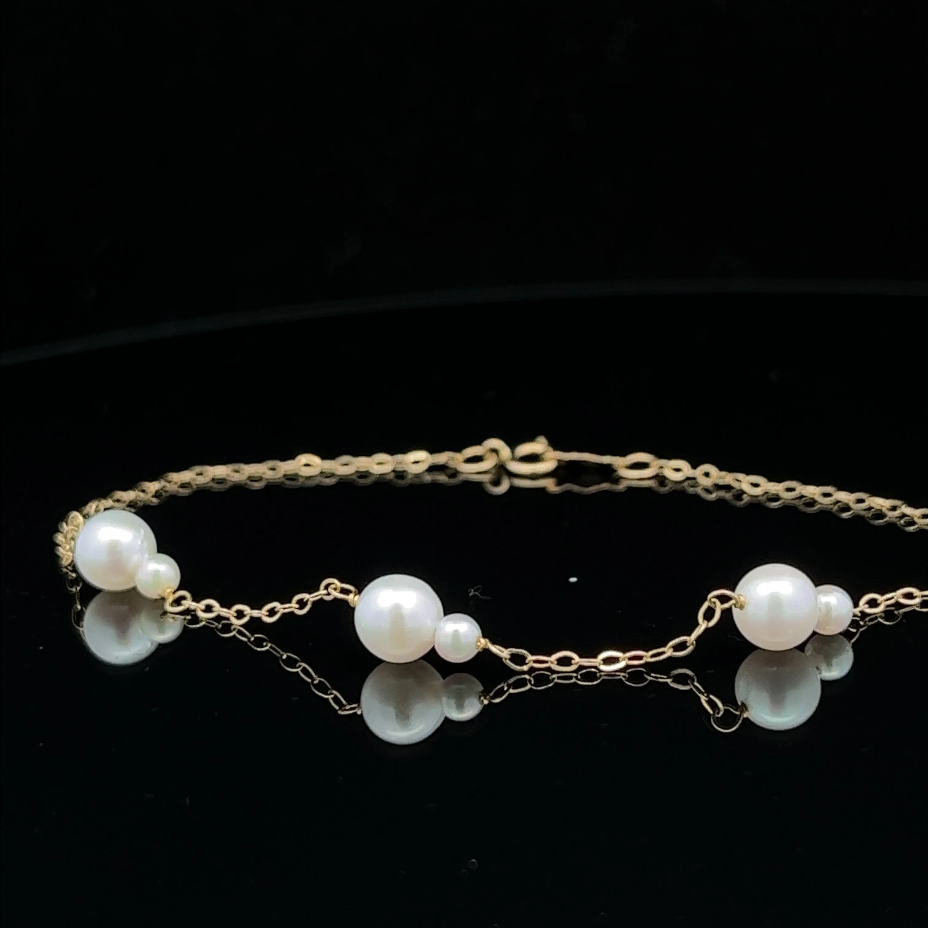 14K van luna - akoya pearl duet three-station bracelet