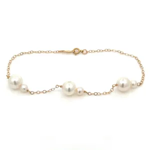 14K van luna - akoya pearl duet three-station bracelet