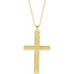 14K White Cross 18" Necklace