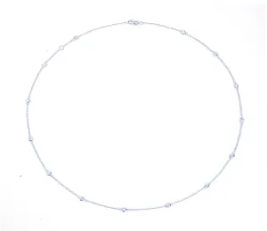 14K White Gold Bezel Set Diamond Necklace