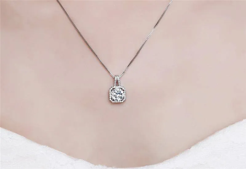 14K White Gold plated Lavish 2CT CZ Diamond Necklace for Woman Special Occasion or Bridal