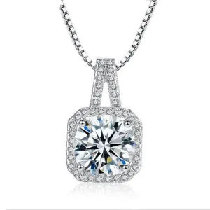 14K White Gold plated Lavish 2CT CZ Diamond Necklace for Woman Special Occasion or Bridal