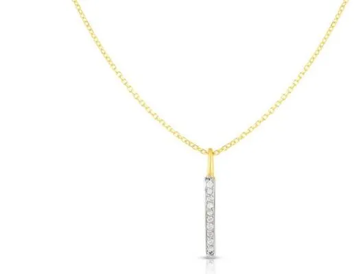 14K Yellow Gold .06ct Diamond Bar Necklace