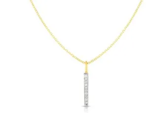 14K Yellow Gold .06ct Diamond Bar Necklace