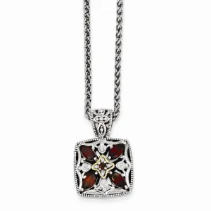 14K Yellow Gold Diamond & Garnet Necklace