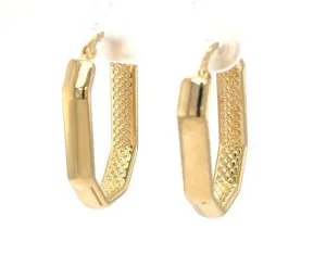 14K Yellow Gold Octagon Hoop Earrings