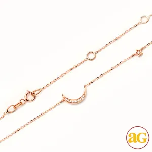 14KR 0.05CTW DIAMOND NECKLACE - CRESCENT MOON