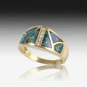 14kt Yellow Gold Opal inlay and DIamond ring