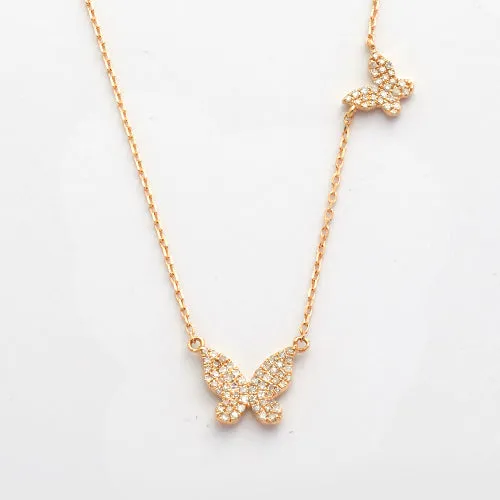 14KY 0.25CTW DIAMOND BUTTERFLY NECKLACE