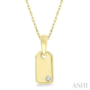 1/50 ctw Round Cut Diamond Tag Pendant With Chain in 10K Yellow Gold