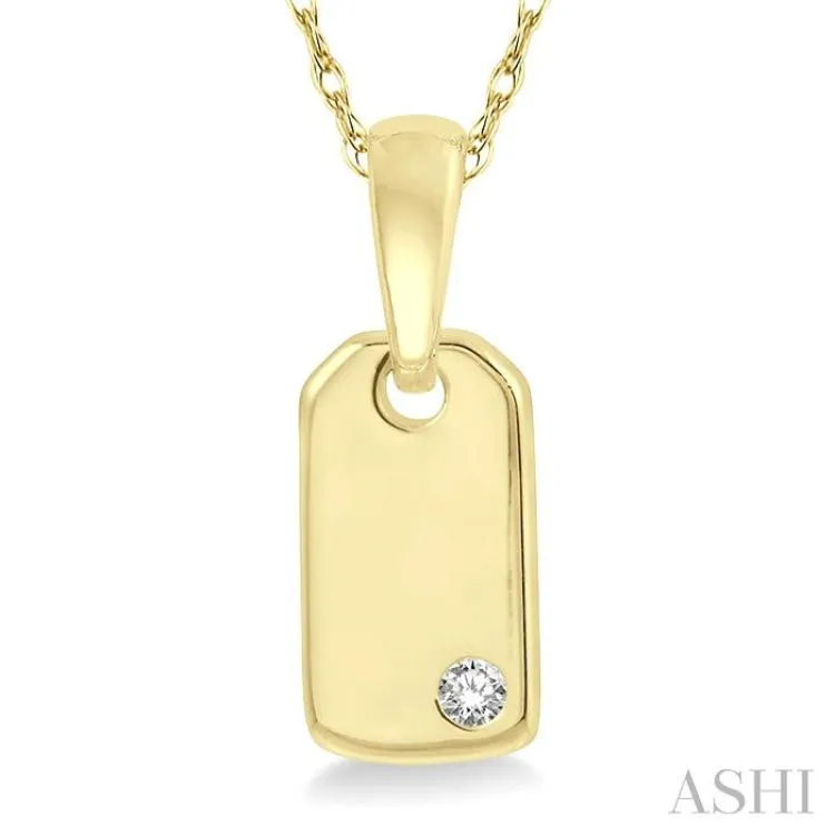 1/50 ctw Round Cut Diamond Tag Pendant With Chain in 10K Yellow Gold