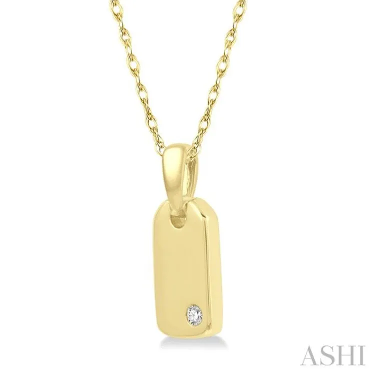 1/50 ctw Round Cut Diamond Tag Pendant With Chain in 10K Yellow Gold