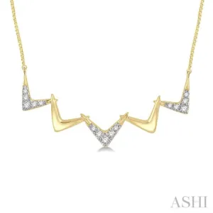 1/6 Ctw Connecting V-shape Round Cut Diamond Necklace in 10K Yellow Gold