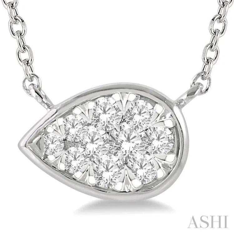 1/6 Ctw Pear Shape Lovebright Diamond Necklace in 14K White Gold