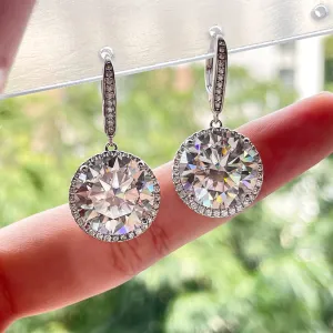 18.0CTTW D Color Moissanite  Earrings 18K White Gold Pated 925 Sterling Silver Earrings