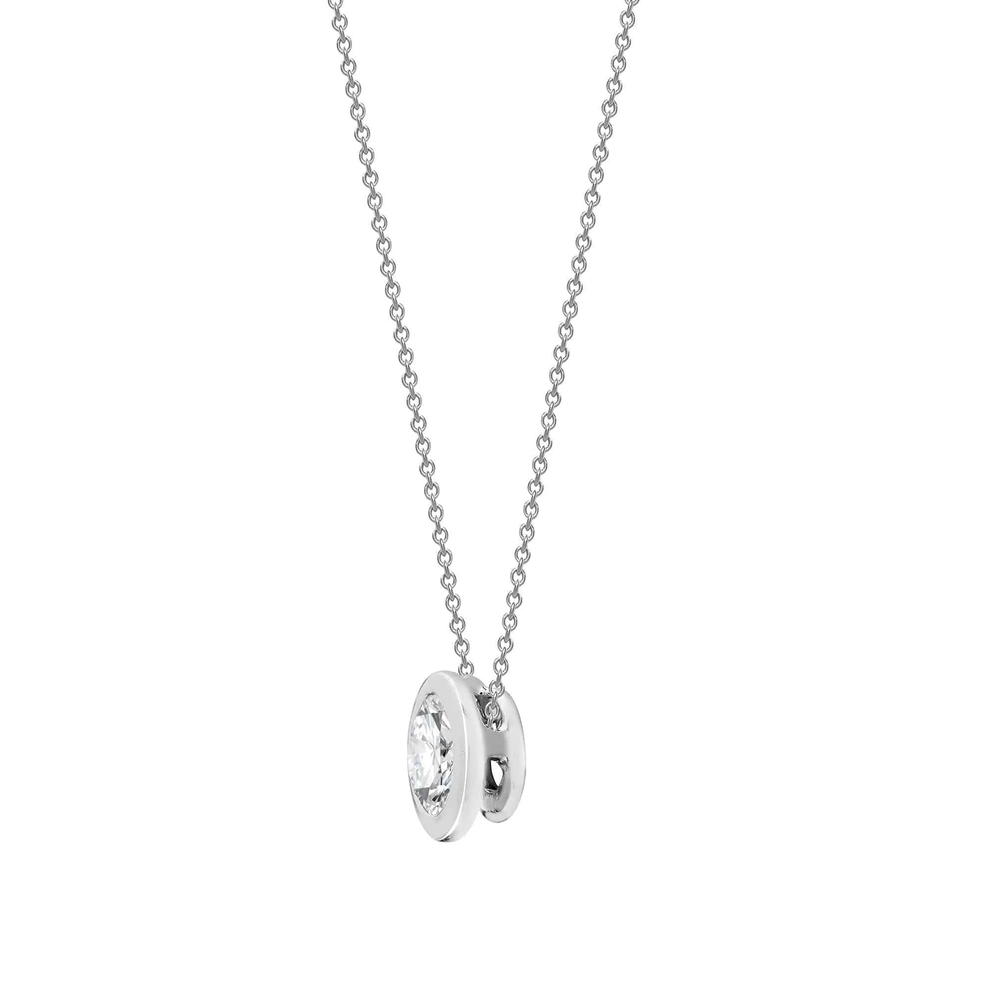 18ct White 0.25ct Threaded Rub over set Diamond Pendant