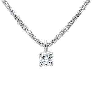 18ct White Gold 0.10ct Diamond Brilliant Cut Solitaire Necklace D