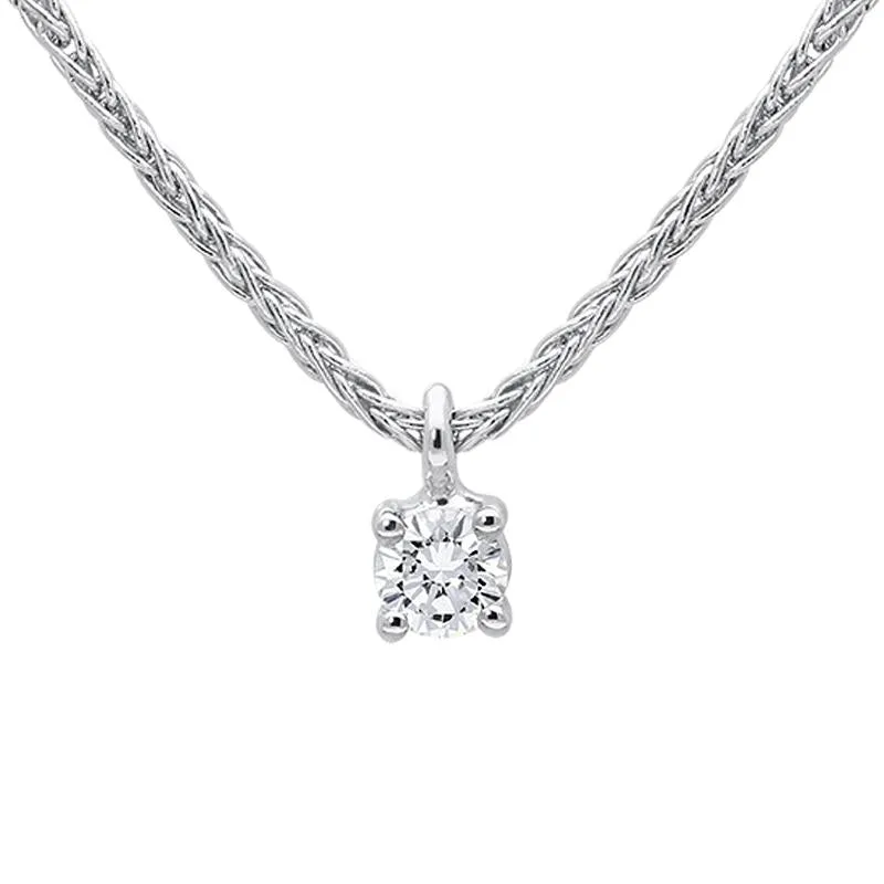 18ct White Gold 0.10ct Diamond Brilliant Cut Solitaire Necklace D