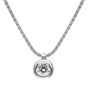 18ct White Gold .32ct Diamond Certified Solitaire Pendant Necklace