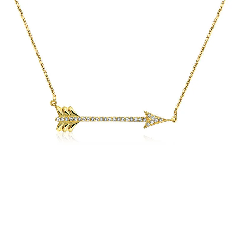 18k Gold Arrow Diamond Necklace