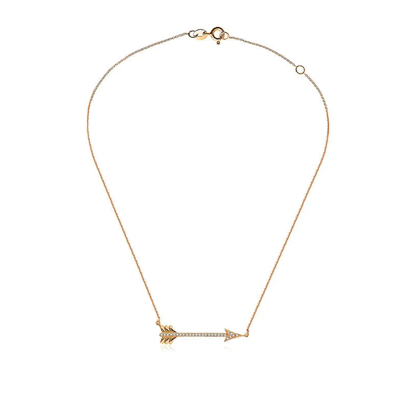 18k Gold Arrow Diamond Necklace