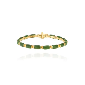 18K Yellow Gold and Nephrite Jade Oblong Bracelet