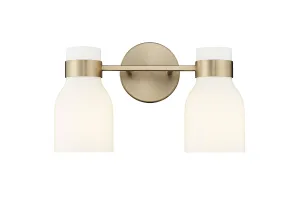 2 Lamps Corella Vanity Light - Modern Gold - Opal Shiny Glass - 14in. Wide