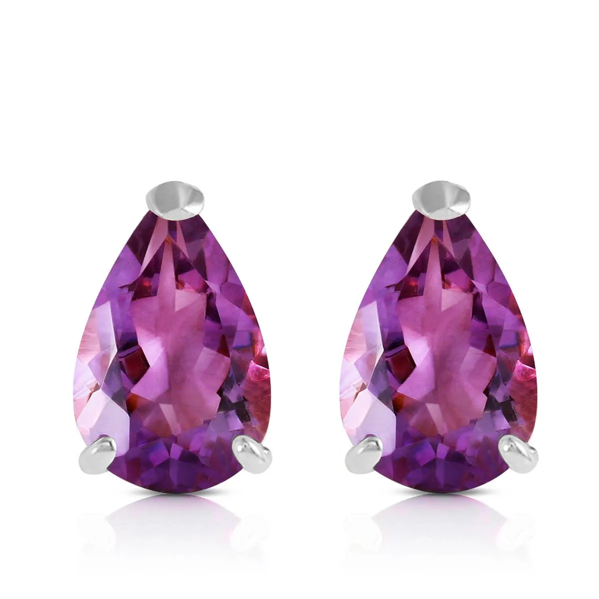 3.15 Carat 14K Solid White Gold Stud Earrings Natural Amethyst