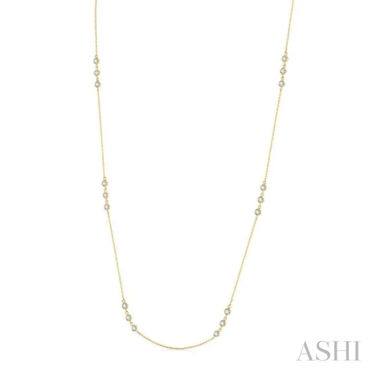 3/4 Ctw Round Cut Diamond Station Necklace in 14K Yellow Gold