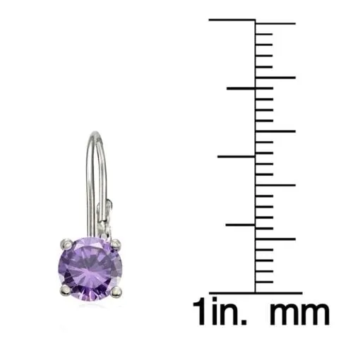 3.50 CTTW Genuine Amethyst Leverback Earrings in Solid Sterling Silver