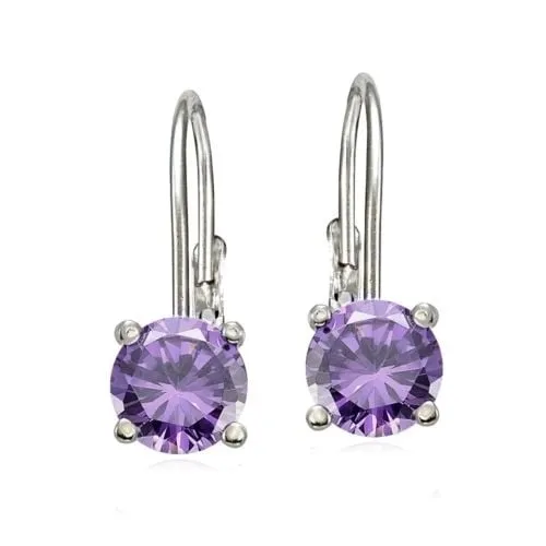 3.50 CTTW Genuine Amethyst Leverback Earrings in Solid Sterling Silver