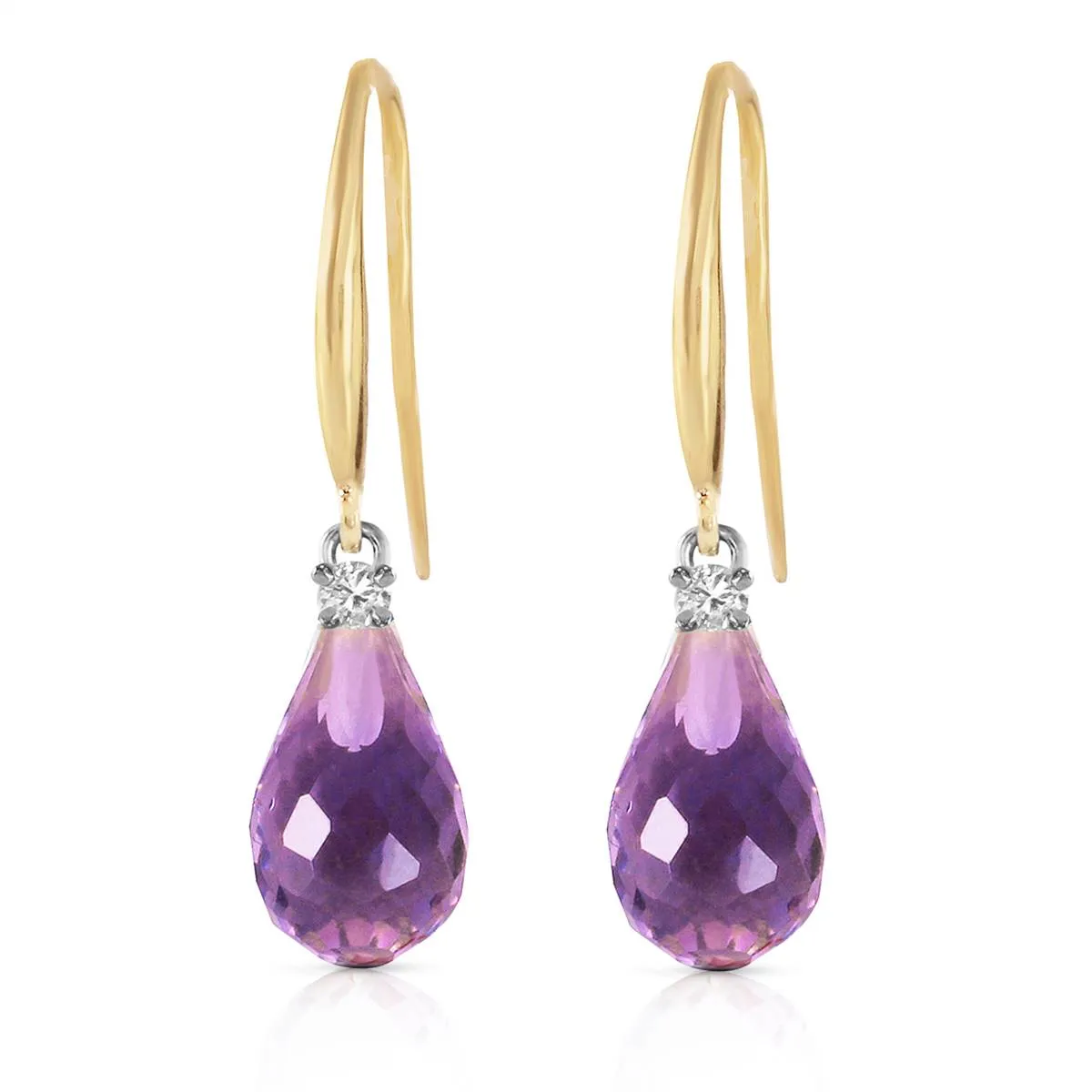 4.6 Carat 14K Solid Yellow Gold Joya Amethyst Diamond Earringss