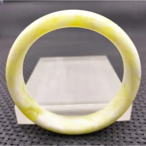 64mm Natural Yellow Green Jade Carved Wide Bracelet Chinese Northern Jade 126