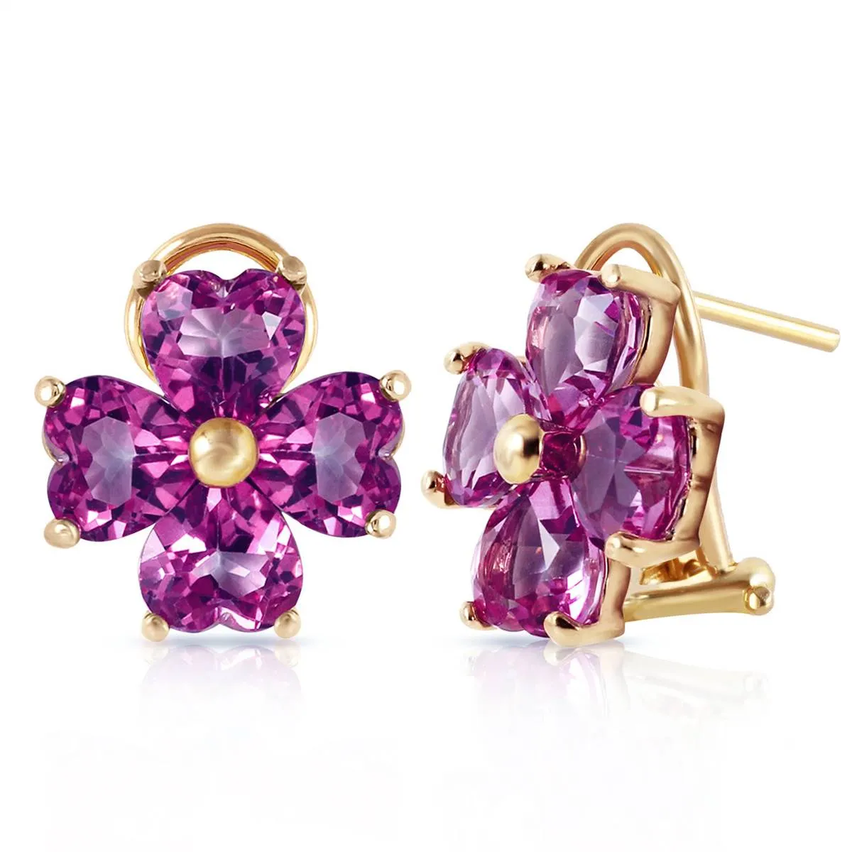 6.5 Carat 14K Solid Yellow Gold Heart Cluster Amethyst Earrings