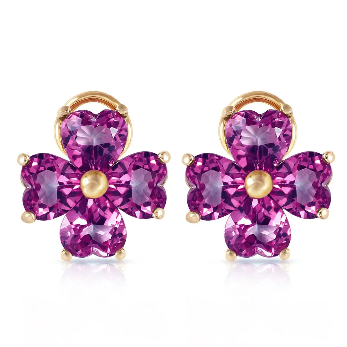 6.5 Carat 14K Solid Yellow Gold Heart Cluster Amethyst Earrings