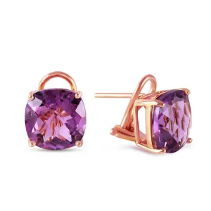 7.2 Carat 14K Solid Rose Gold Cushion Amethyst Earrings