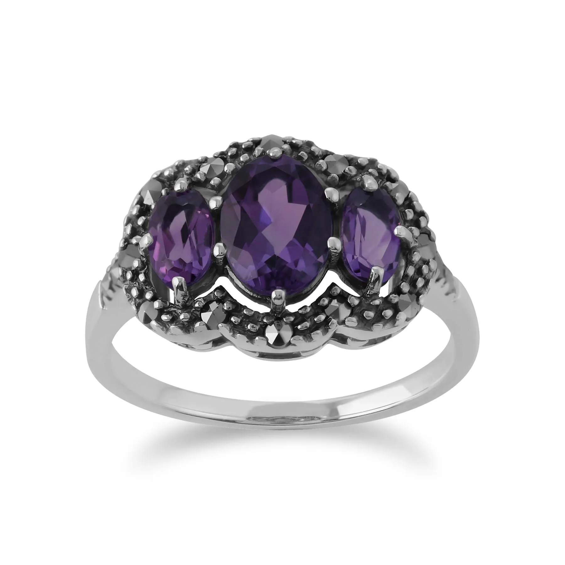 925er Sterlingsilber Amethyst & Markasit Ringe