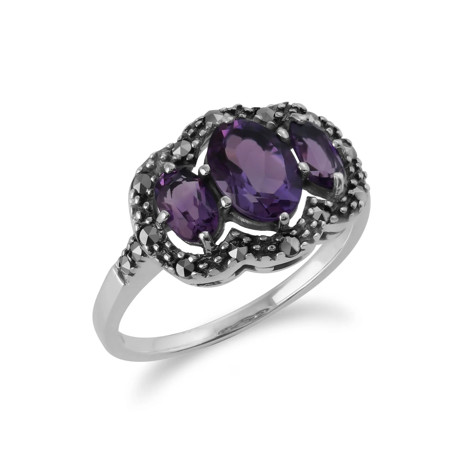 925er Sterlingsilber Amethyst & Markasit Ringe